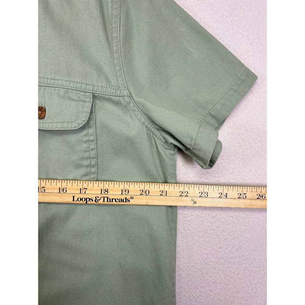 Utility Safari C.B. Casual Women Large Sage Green Cotton Button Front Maxi Dress - Picture 5 of 10
